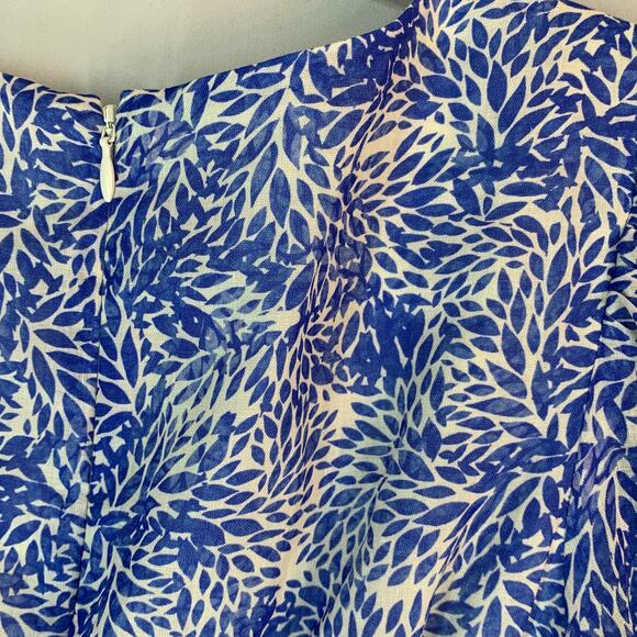 Amanda Uprichard Morello Dress S Blue White Mini Floral Long Sleeve Resort - Picture 3 of 11